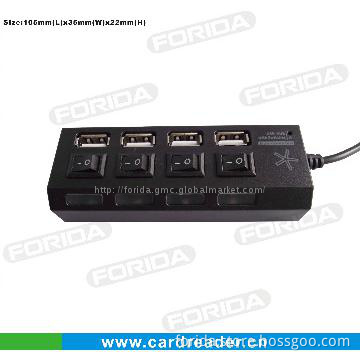 High Speed USB Hub 4 Port with Individual On/off Switches and LED